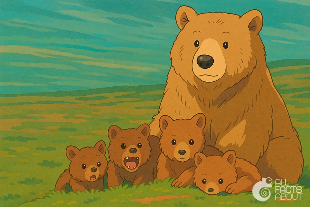 Brown bear mothers are caring and protective. Brown bear mothers are devoted and watchful.