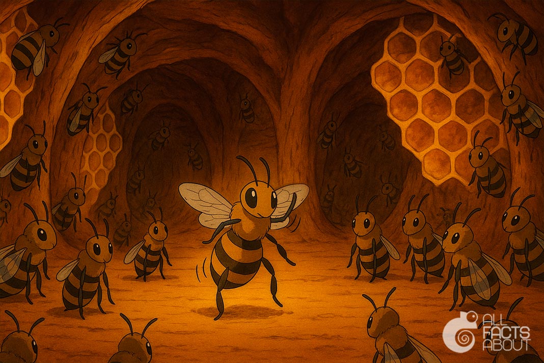 Bees use the waggle dance to show hive mates the location and distance of food. Waggle dance helps bees communicate food location and distance to the hive.