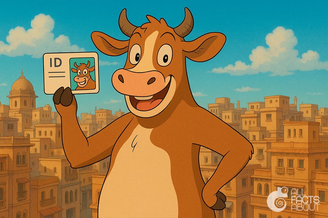 Cows in India having personal IDs. Cows with Personal IDs in India.