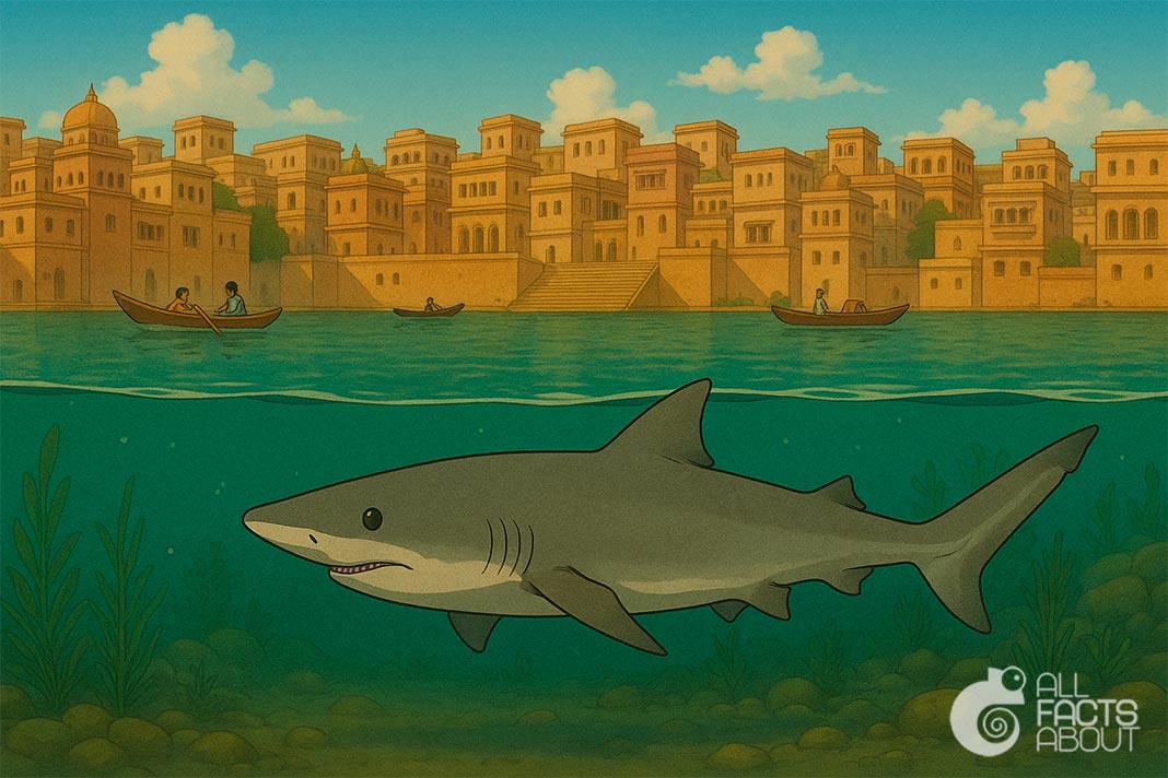 Ganges Shark in the River. Ganges River and the rare Ganges shark.