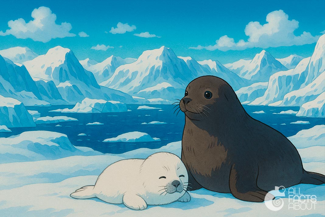 Seal pups born with soft white lanugo fur that insulates early life.