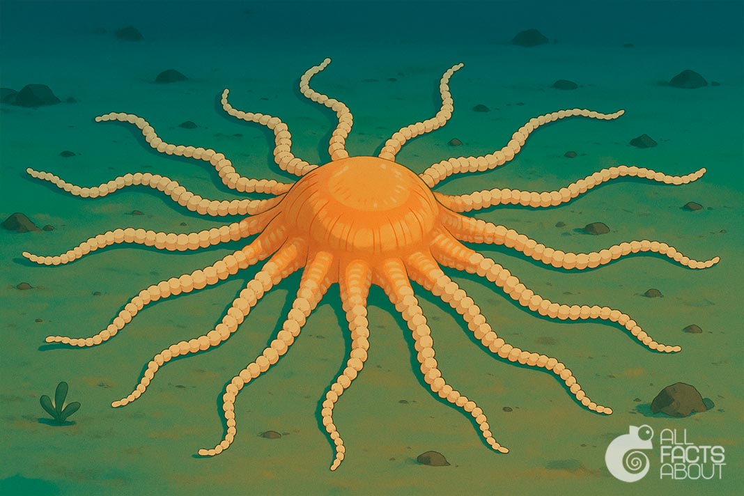The starfish Labidiaster annulatus can have around 40 arms (rays). Some Labidiaster annulatus starfish can grow up to 40 arms.