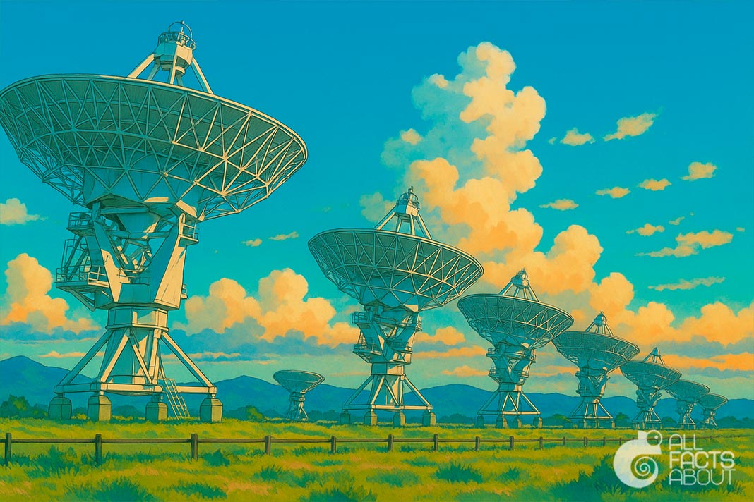 The Very Large Array (VLA) is a collection of 27 radio antennas located at the NRAO site in Socorro, New Mexico. Panoramic view of the Very Large Array (VLA) radio telescopes in the desert near Socorro, New Mexico.
