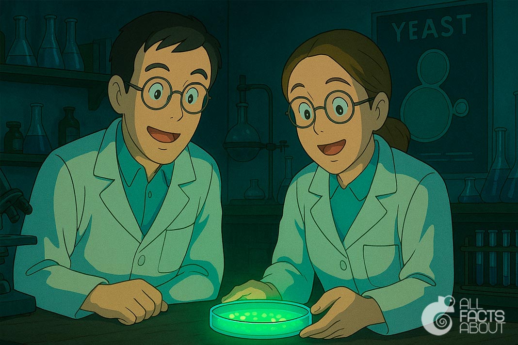 Scientists have created yeast that glows under ultraviolet light. Yeast that glows under UV light has been created by scientists.